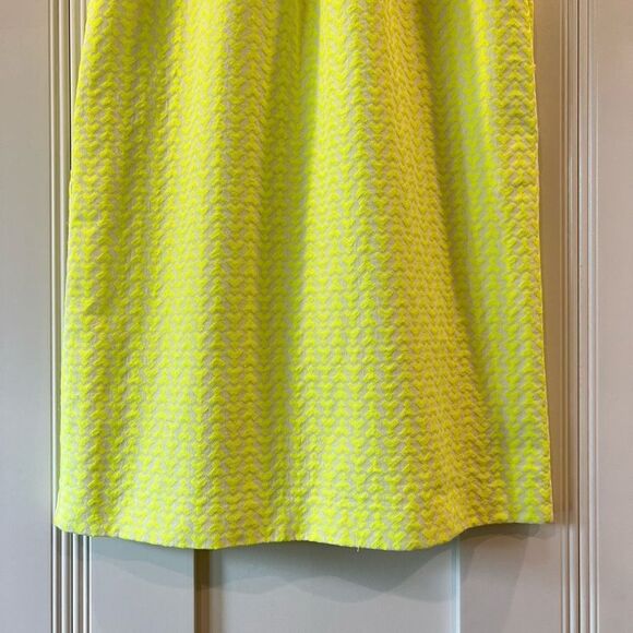 J. Crew Arrow Print Shift Dress Neon Yellow Blue Trim Women’s Size 2 - Picture 6 of 12